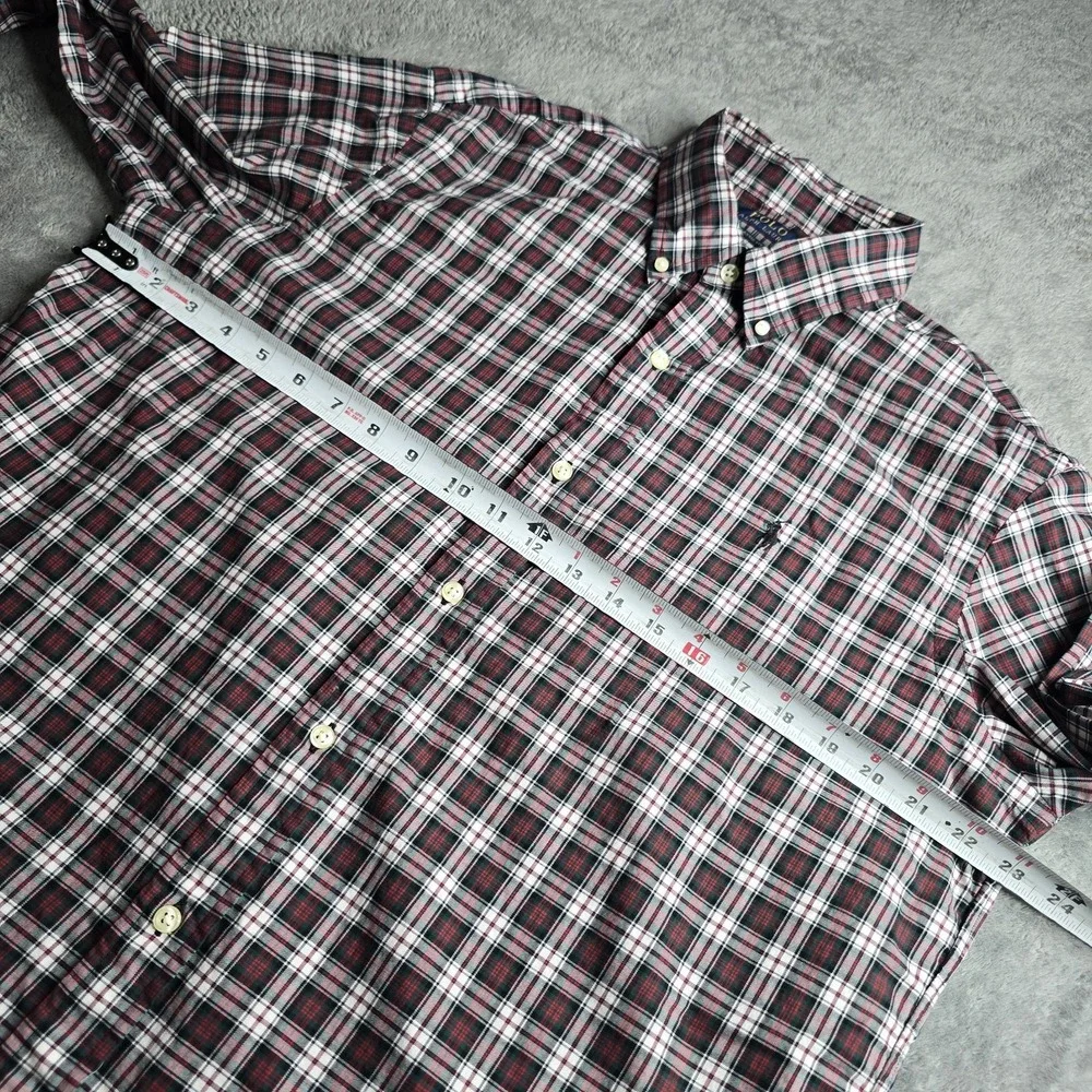 Polo Ralph Lauren Shirt Mens Large Classic Fit Red White Plaid L/S Button Down